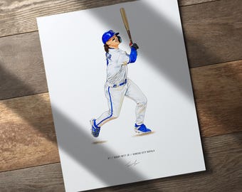 Kansas City Royals Bobby Witt Jr. V1 Baseball 8x10 Print Poster Art Illustrated