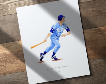 George Brett v1 Kansas City Royals Baseball 8x10 Print Poster Art Illustrated