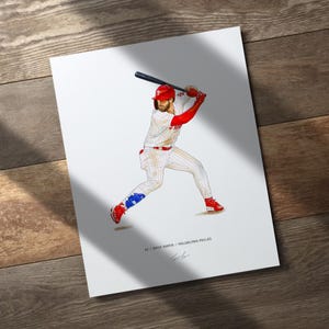 Bryce Harper v1 Philadelphia Phillies Baseball 8x10 Print Poster Art Illustrated