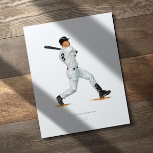 Derek Jeter v1 New York Yankees Baseball 8x10 Print Poster Art Illustrated