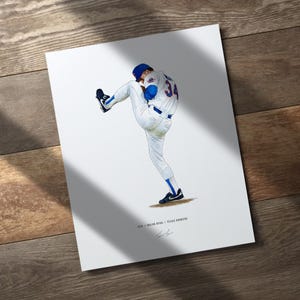 Nolan Ryan V2 Texas Rangers Baseball 8x10 Print Poster Art Illustrated