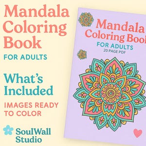 20 Mandala Coloring Pages for Adults – Printable Coloring Book PDF, Stress Relief Art, Relaxing Meditation Activity