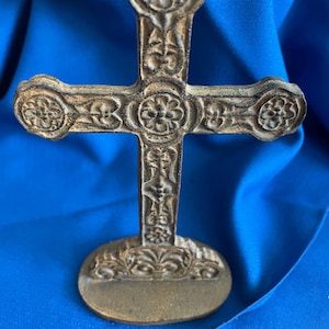 Vintage Standing Metal  Crucifix