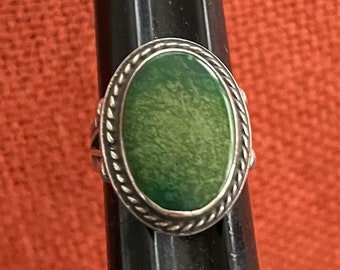 Vintage Native American Sterling Silber Grün Türkis Edelstein Ring