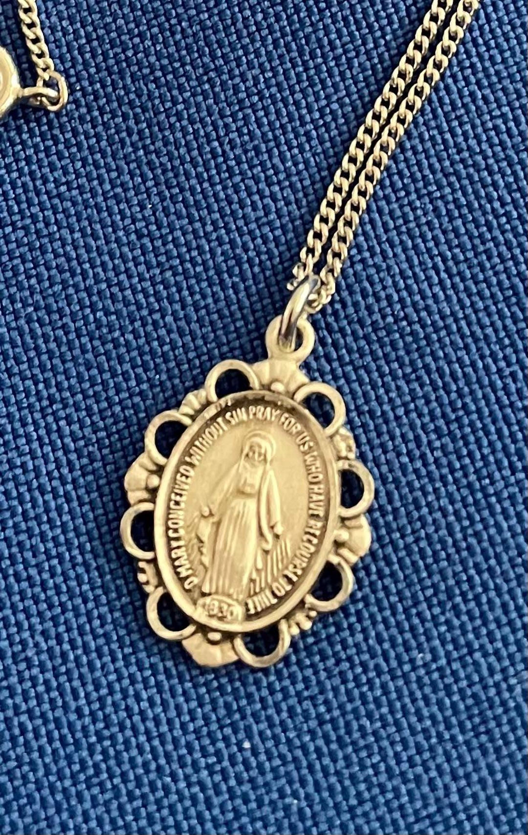 Vintage Sterling Silver Miraculous Pendant on 18 Inch Chain - Etsy