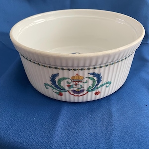 Vintage French Porcelain Souffle Dish By Porcelaine De Paris Pattern Pavot.