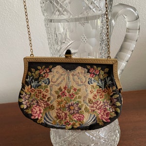 Vintage Antique 1920s 30s French Petit Point Evening Bag Purse Jeweled Frame image 6