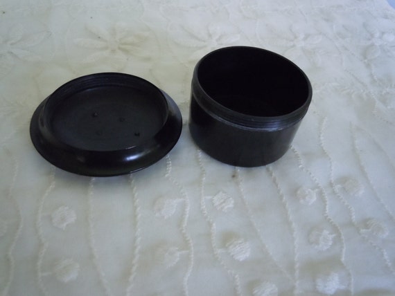 Vintage Black Bakelite Jar with Sterling Silver A… - image 2