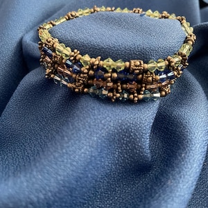 Four Vintage Crystal Stretch Bracelets Blue, Pink, Green, and Lt. Blue
