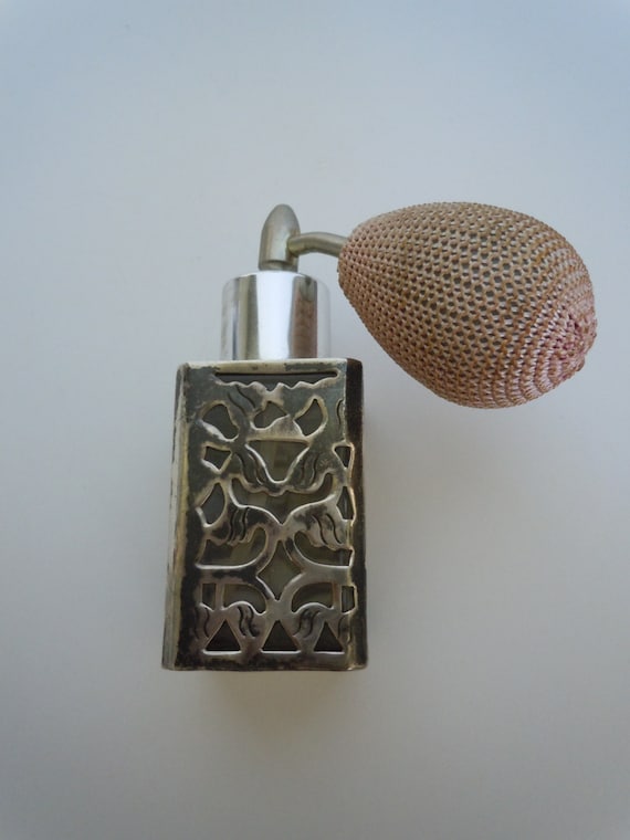 Vintage Sterling Silver Overlay Perfume Atomizer … - image 1