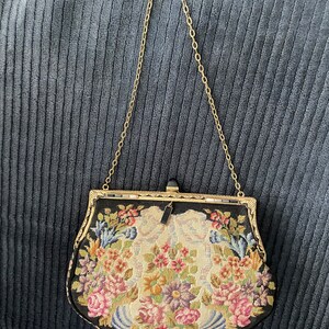 Vintage Antique 1920s 30s French Petit Point Evening Bag Purse Jeweled Frame image 8