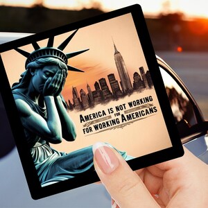Car Magnets, Statue of Liberty Bumper Sticker, Economy Crying Decal, Patriotic America Fridge Magnet, USA Political Gift