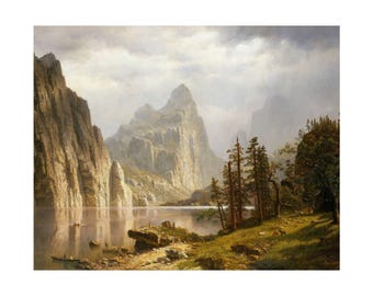 Vintage olieverfschilderij berglandschap: rustieke hutkunstafdruk