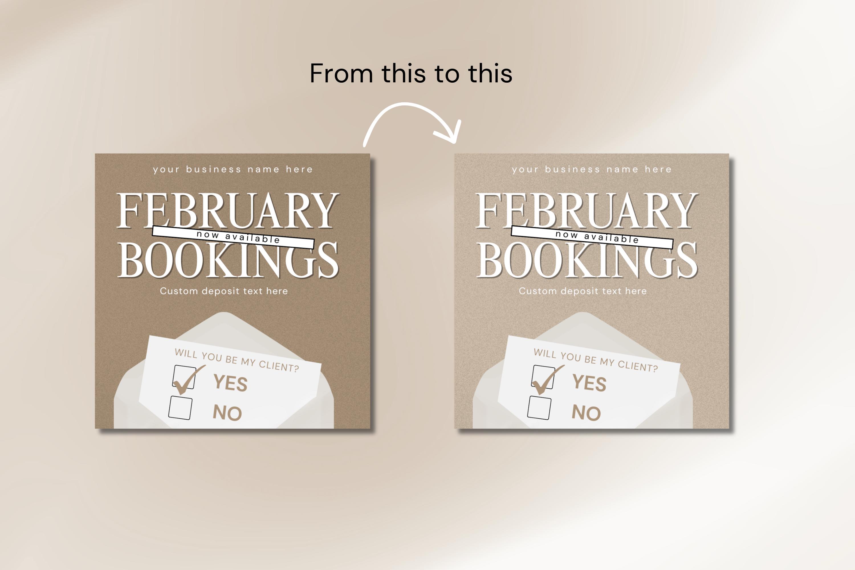 February Booking Flyer Template | Booking Announcement Canva Template ...