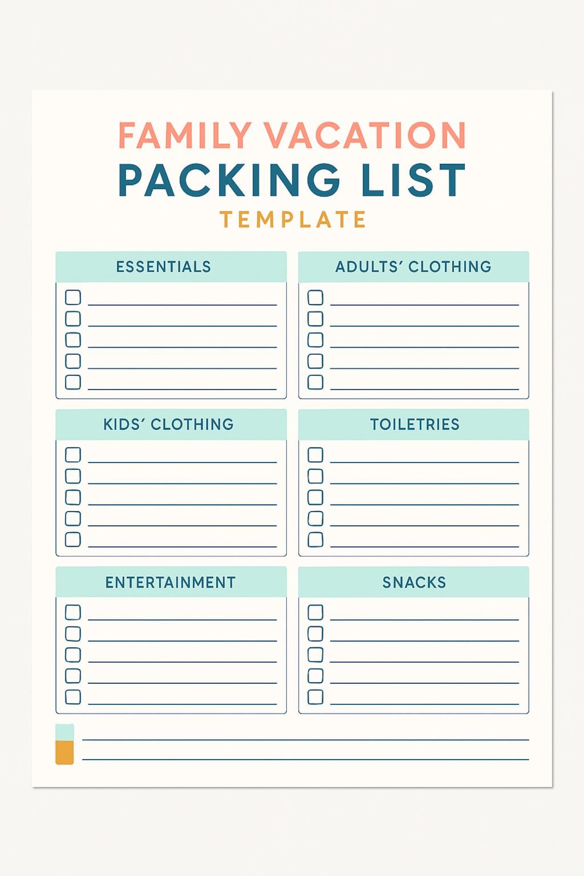 Editable Family Vacation Packing List Template | Canva Printable