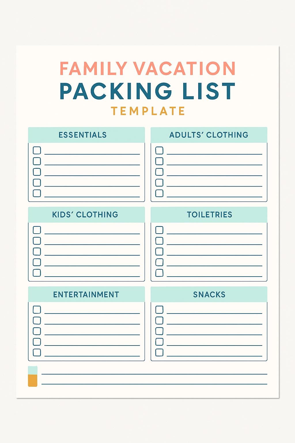 Editable Family Vacation Packing List Template | Canva Printable ...
