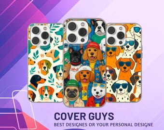 Lustige Hunde Handyhülle, Tiermuster-Abdeckung für iPhone 16e, 17 Pro Max, Samsung S25 Edge, Pixel 10, 9A, Geschenk für Tierliebhaber, Cartoon-Hundedesign.