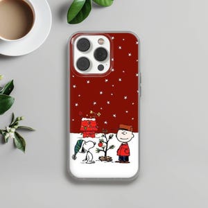 Custodia invernale per telefono Snoopy Charlie Brown in gel TPU per iPhone 16e, 17 Pro Max, 17 Air, 15 Samsung S25 Edge, S24, S23, A16, Pixel 10, 9A, 8 2