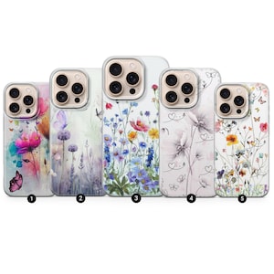 Custodia per telefono con fiori, modello Bouquet minimalista, per iPhone 16 Pro, Plus 15, 14, 13, 12, 11, XS e Samsung S25, S24, A56, A55, A35, Pixel Pro 9, 8.