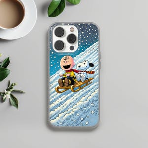 Custodia invernale per telefono Snoopy Charlie Brown in gel TPU per iPhone 16e, 17 Pro Max, 17 Air, 15 Samsung S25 Edge, S24, S23, A16, Pixel 10, 9A, 8 1