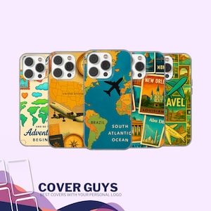 World Map Travel Phone Case: Flight Design, Protective TPU Gel iphone pro max 17,Air,pro max 16,15 14 10 Pro,8,7,6 samsung s25