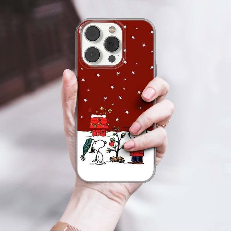 Custodia invernale per telefono Snoopy Charlie Brown in gel TPU per iPhone 16e, 17 Pro Max, 17 Air, 15 Samsung S25 Edge, S24, S23, A16, Pixel 10, 9A, 8 immagine 6