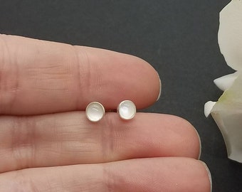 Tiny Moonstone Studs | Sterling Silver Moonstone Studs | Moonstone Stud Earrings | 4mm Stud Earrings | Minimalist Stud Earrings