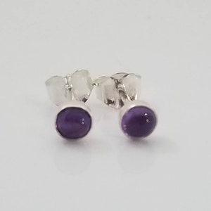 Amethyst Studs | Sterling Silver Amethyst Studs | Purple Stud Earrings | 4mm Stud Earrings | Minimalist Stud Earrings