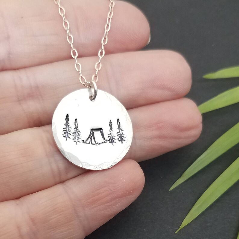 Camping Pendant Necklace Campsite Charm Necklace Sterling Etsy