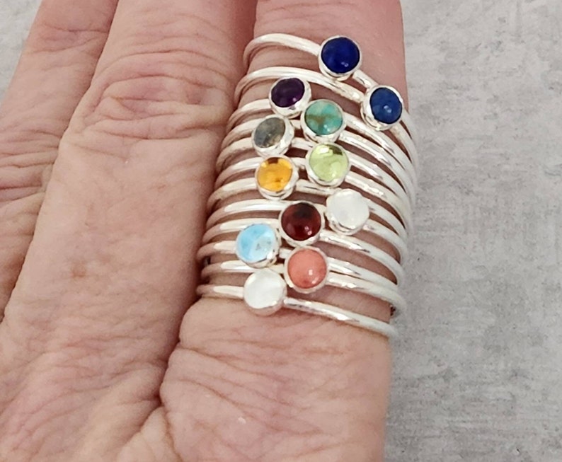 Stackable Gemstone Ring Sterling Silver Ring Sterling Etsy