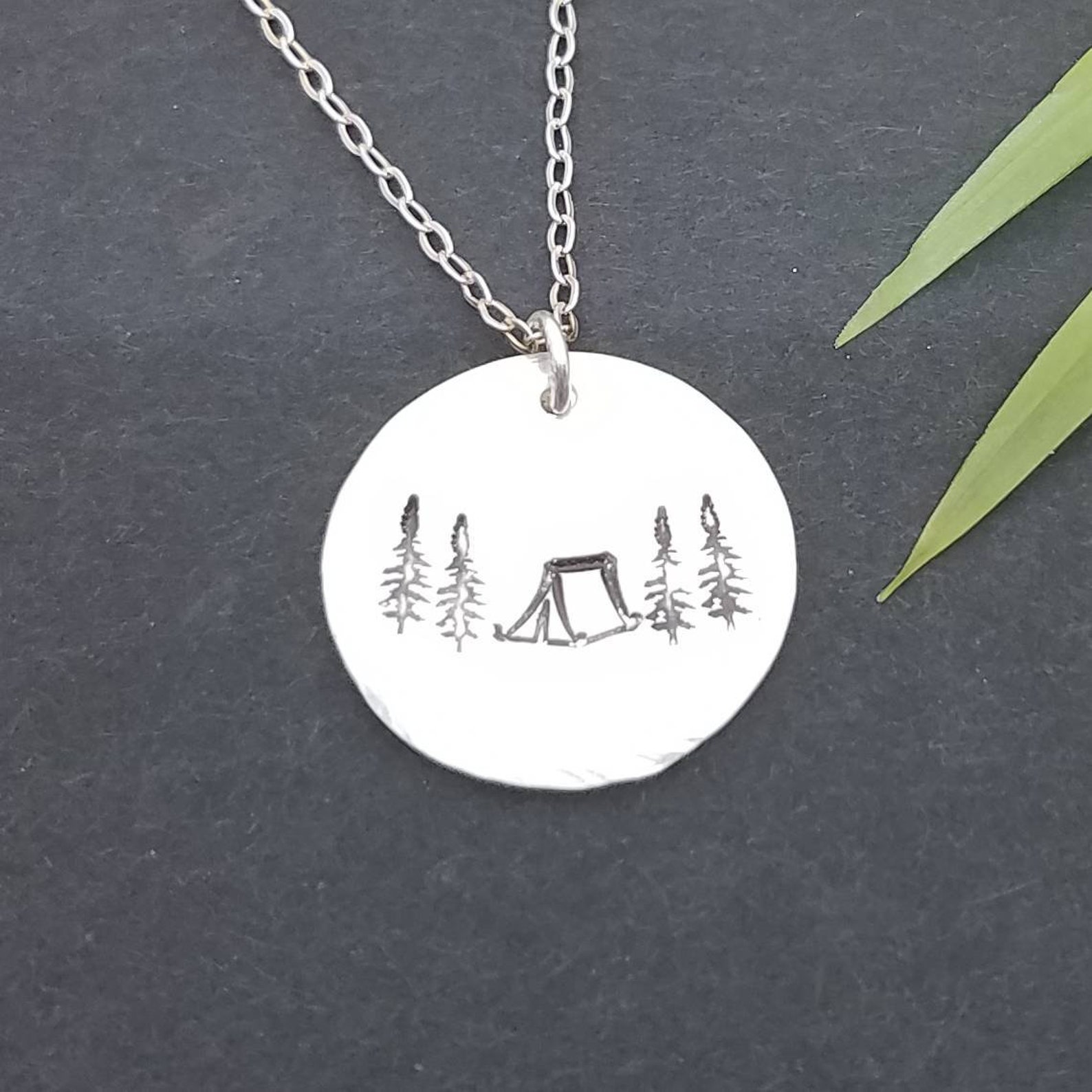 Camping Pendant Necklace Campsite Charm Necklace Sterling Etsy