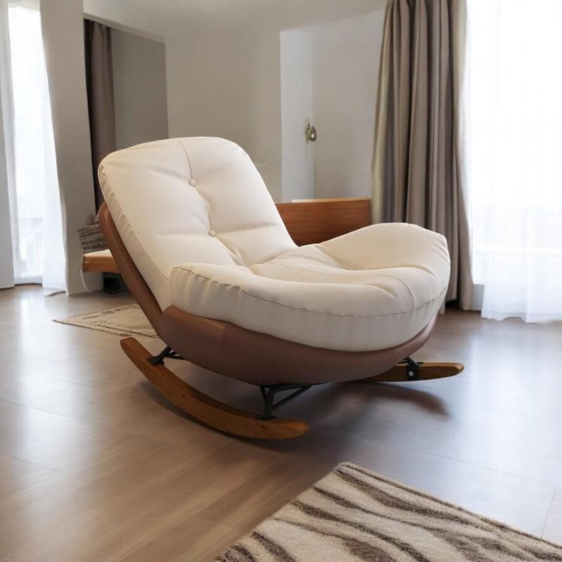 Scandinavian Modern Rocking Chair – Mid Century Modern Glider, Comfortable Padded Reading Seat- Nordic Style Living Room Furniture