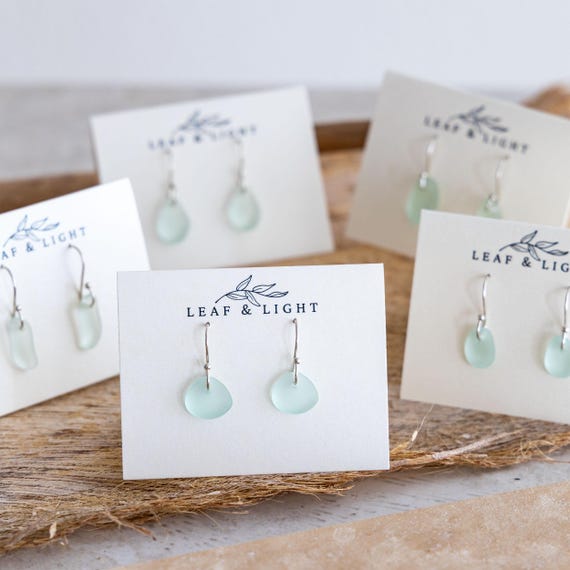Cultured Sea Glass Earrings, Aqua Recycled Glass Drop Earrings, Silver Plated Frosted Glass Earrings, Coastal Beach Jewelry Gift for Her