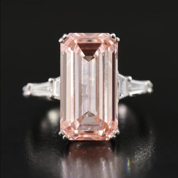 IGI Report Platinum 9.81 CTW Lab Grown Diamond Ring & Fancy Intense Pink Size 6