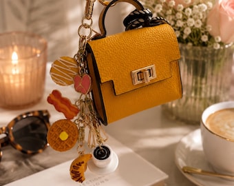 Brunch Bestie - Mini Faux Leather Purse Charm Keychain | Gold Hardware Bag Accessory