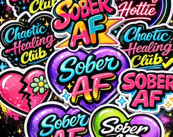 Paquete de pegatinas Sober AF Shop: 8 unidades de 3 pulgadas