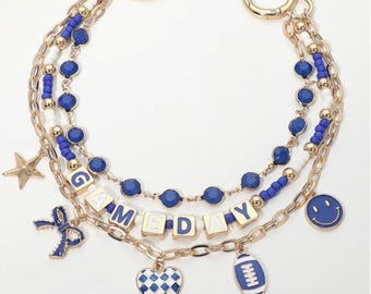 Blue & White Gameday Purse Chain Charm Strap