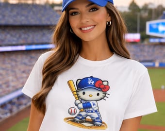Camiseta corta de béisbol de los Dodgers de Hello Kitty