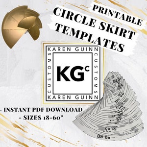 Circle Skirt Templates - Sewing Pattern PDF - Instant Download