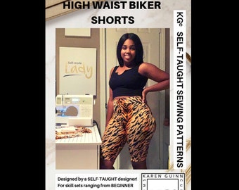 High Waist Biker Shorts Sewing Pattern PDF - Instant Download