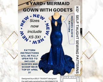 4 Yard Mermaid Gown with Godets Sewing Pattern PDF - Instant Download