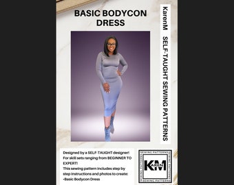 Basic Bodycon Dress Sewing Pattern PDF - Instant Download