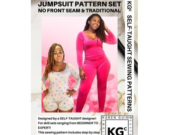 Jumpsuit Sewing Patterns - No Front Seam & Traditional PDF - Instant Download