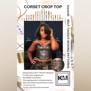 Corset Crop Top Sewing Pattern PDF Instant Download image 1