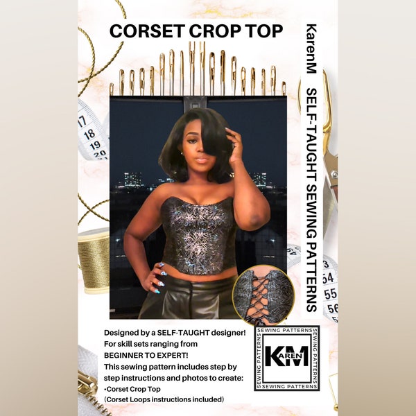 Corset Crop Top Sewing Pattern PDF - Instant Download