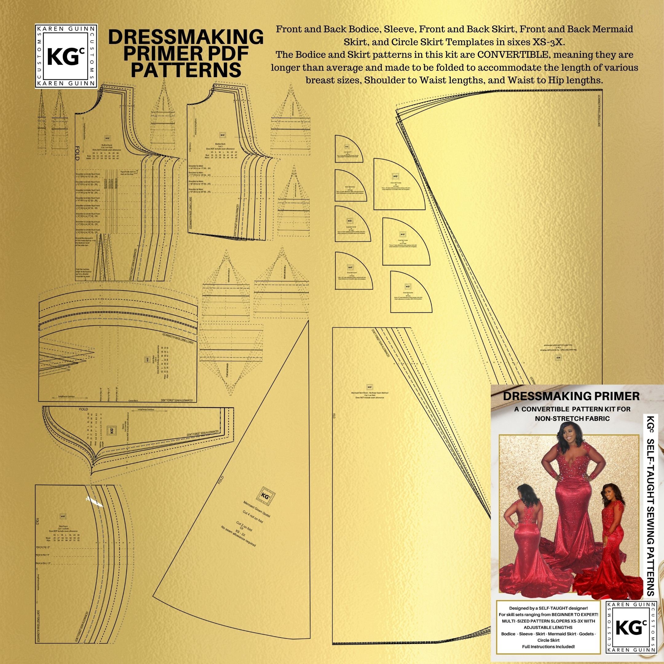 Kgc Dressmaking Primer - Non Stretch Pattern Kit PDF - Instant Download