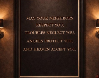 Angels Protect You, Irish Blessing Printable Art, Home Blessing Quote, Black Gold Typography Poster,