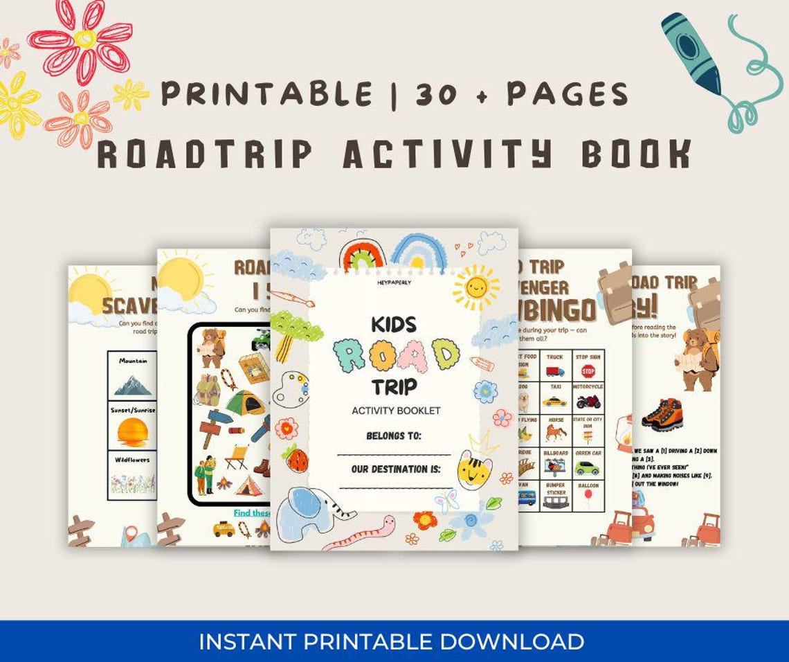 Road Trip Activity Book for Kids | Printable Travel Games, Coloring ...