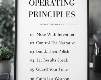 Operating Principles Printable, Executive Office Wall Art, Minimalist Typography Poster, Instant Download