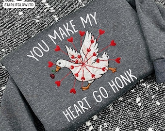 Embroidered Goose Sweatshirt, Funny Valentine Shirt